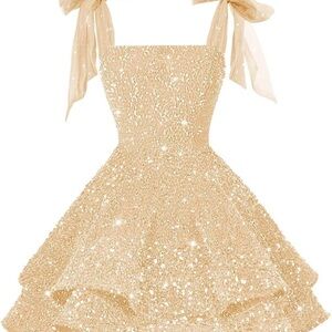 Elegant Gold Sequin Midi Dress
